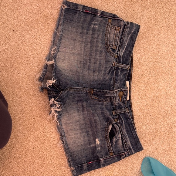 PINK Victoria's Secret Pants - Pink (Victoria Secret) Denim Distressed Women’s Shorts — Blue
